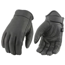 Milwaukee Leather MG7522 Men’s Black Leather Waterproof Biker Gloves, Gel Palm