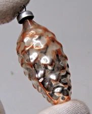 Vintage Glass PINECONE Mini Feather Tree Christmas Ornament Japan Orange