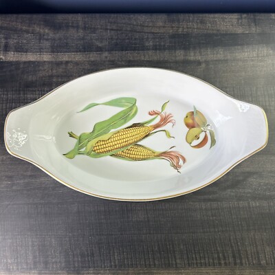 Royal Worcester Evesham Casserole Dish Gold Trim England 1961 Serveware