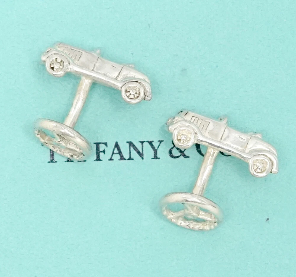 Tiffany & Co Rolls Royce Car Wheel Cufflinks Cuff Links Silver 925 Auth w/Box