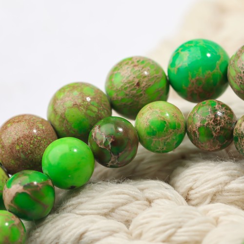Perles pierres précieuses pierre rafraîchissante jaspe impérial vert fruit pour vitalité - 6 mm - Photo 2/3