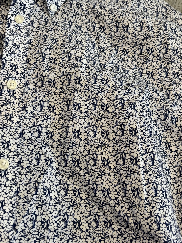 Camisa Tommy Hilfiger Para Hombre 15.5 32/33 Calce Ajustado Sin Hierro Manga Larga Floral Azul Foto 2 de 4