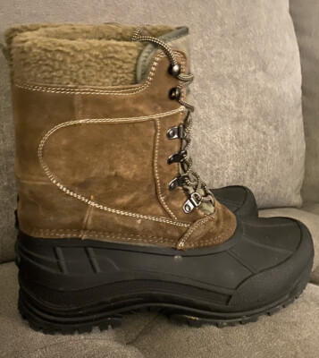 ELK WOODS Brown suede rubber base mens snow boots Size-9