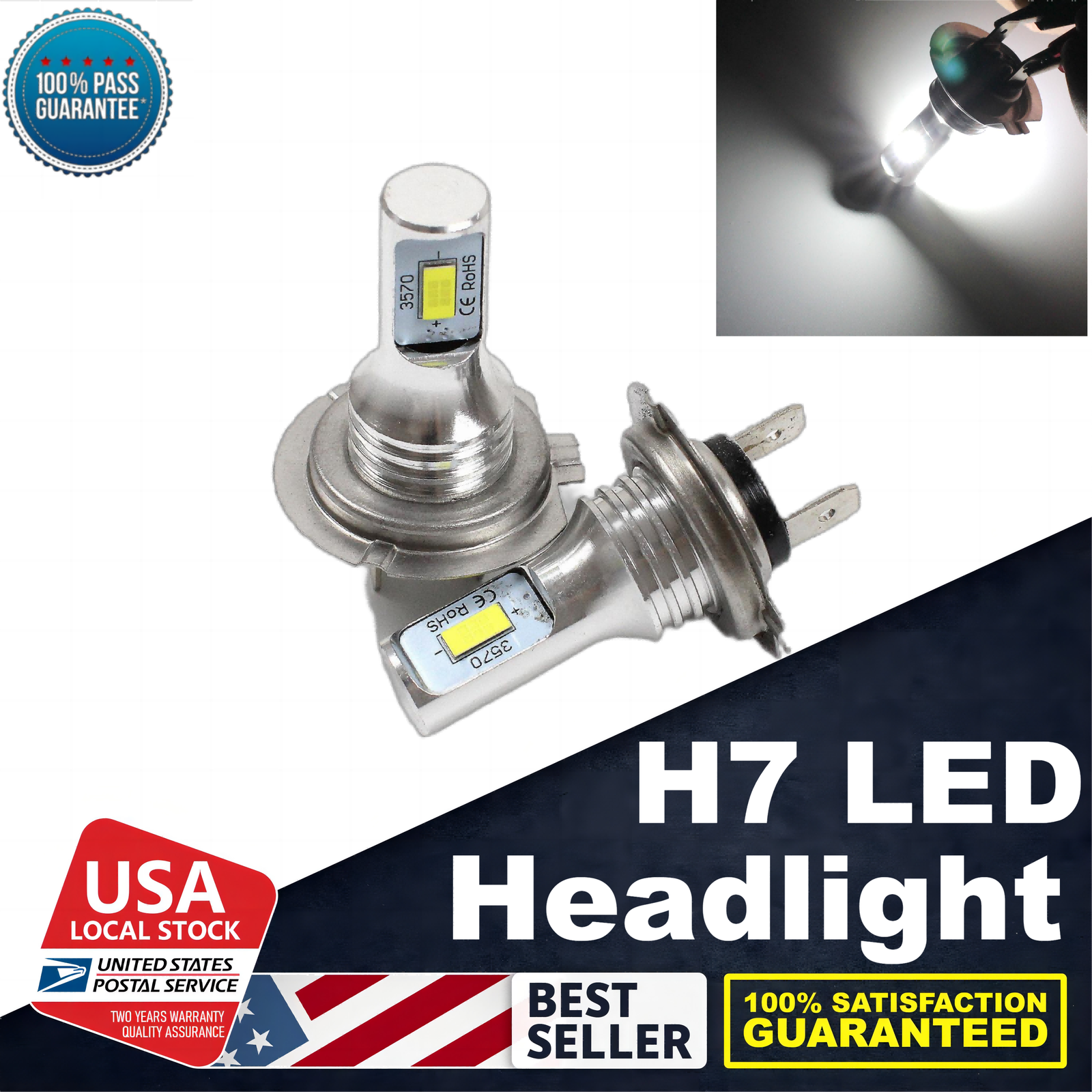 2X 6000K 80W Fog Light Bulbs H7 Super Bright White For Chevrolet Malibu 2013-15