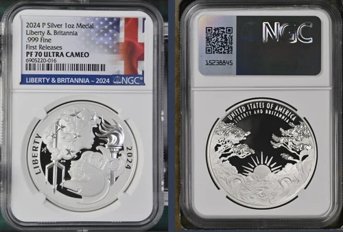 2024 P SILVER 1oz MEDAL NGC PF70 UC FIRST RELEASES (US MINT MEDAL) 