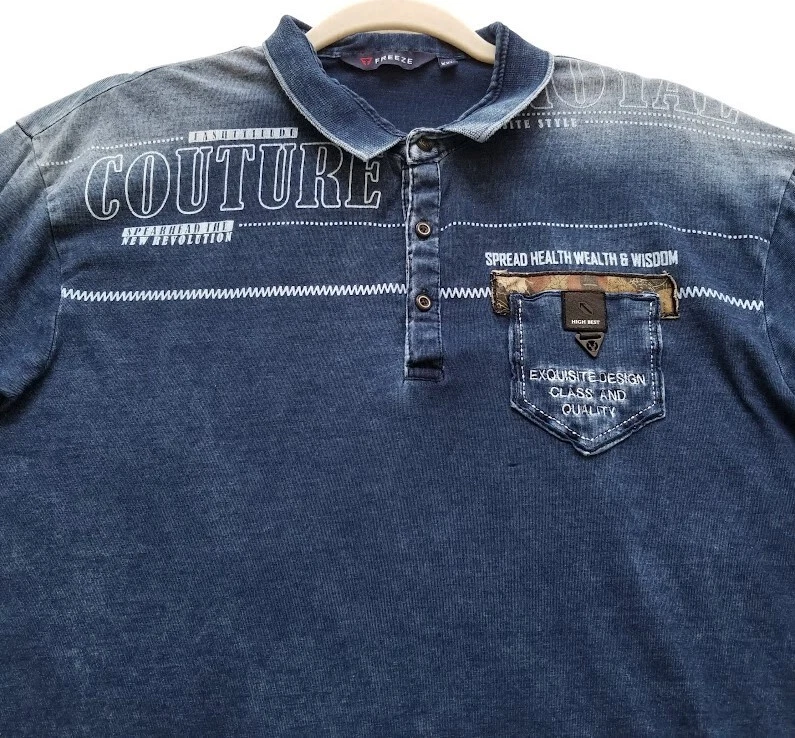 Camisa Polo Freeze Para Hombre 2XL XXL Azul Gráfico Desteñido Mangas Cortas Elastizada Informal Foto 2 de 4