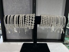 Sterling Silver Beaded Elastic Bracelets