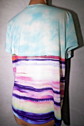 Chico's Short Sleeve T-Shirt Multicolor Lighthouse Print Sz 3 Short Sleeve NWT - Picture 5 of 7