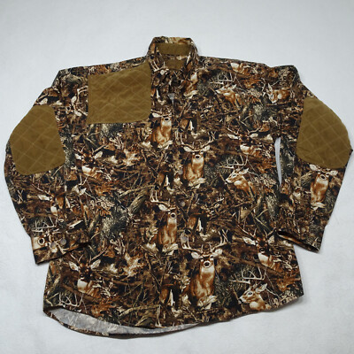 Clearwater Outfitters Deer Print Long Sleeves Hunting Shooting Patch Shirt M