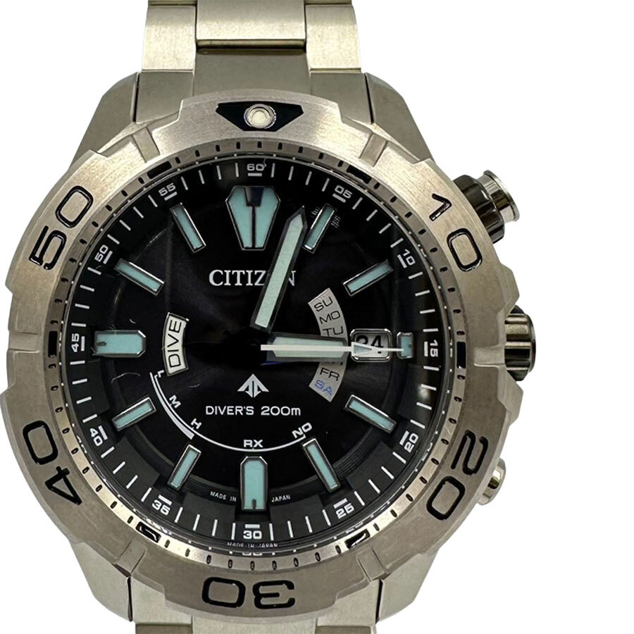 Citizen AS7141-60E Promaster Marine Eco-Drive Solar Watch Black Dial Titanium