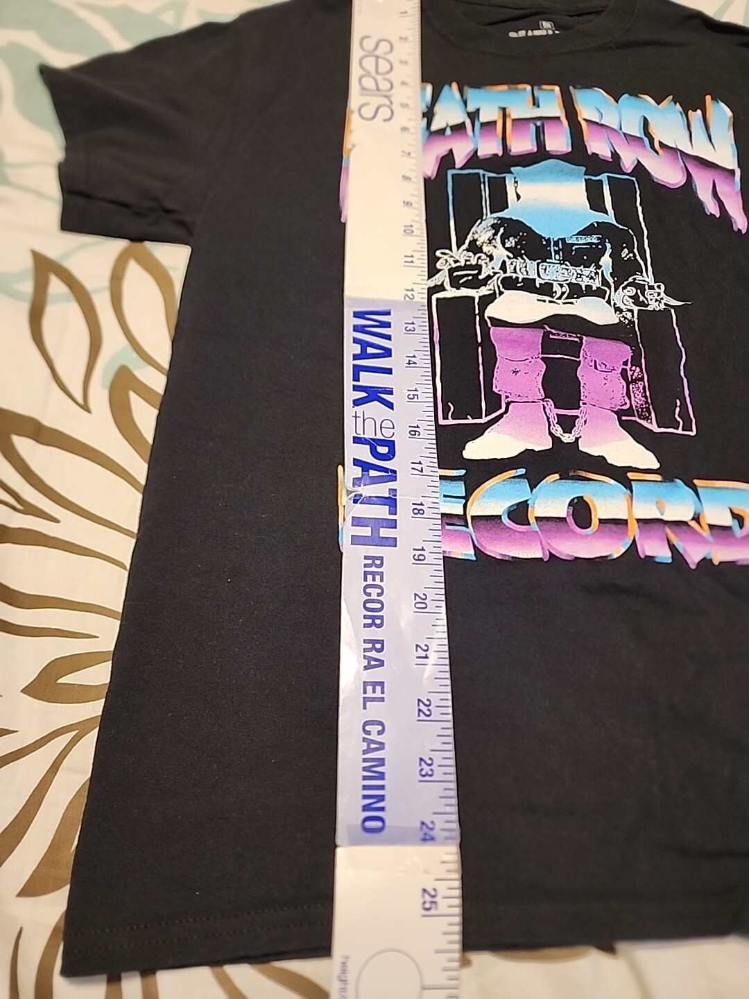 FILA Maglietta Black Death Row Records Shug Knight Snoop Dogg Etichetta Sbiadita Prigione Gang Med