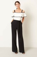 Eliza J Ruffle Jumpsuit Plus Sz 20W Black Ivory