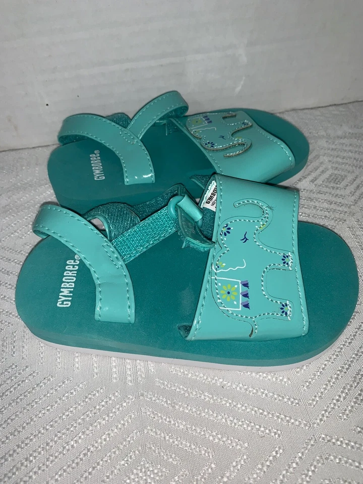 Sandalias Gymboree niña como nuevas estampado elefante talla 5-6 punta abierta Foto 3 de 4