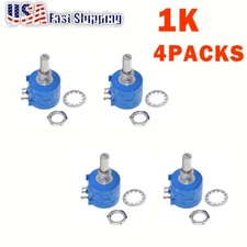 2/4/6Pcs 10-100K Ohm 3590S Rotary Wirewound Precision Potentiometer Pot 10-Turn