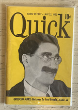 1950 Groucho Marx QUICK Magazine No Mailing Label Scarce Nr Mint