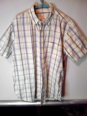 2 SHIRTS -NWT Red Camel Button Up Shirt Size MED Plaid Pattern w/plain tee NEW