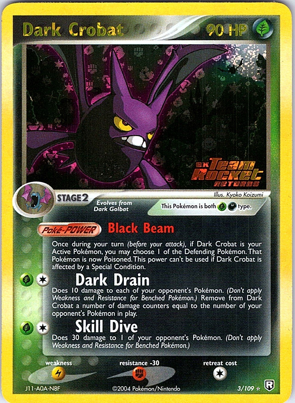 Dark Crobat Reverse Holo STAMPED Rare Team Rocket Returns 3/109 NM
