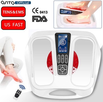 EMS Foot Circulation Stimulator Massager with Heat Machine Reduce Feet Swelling