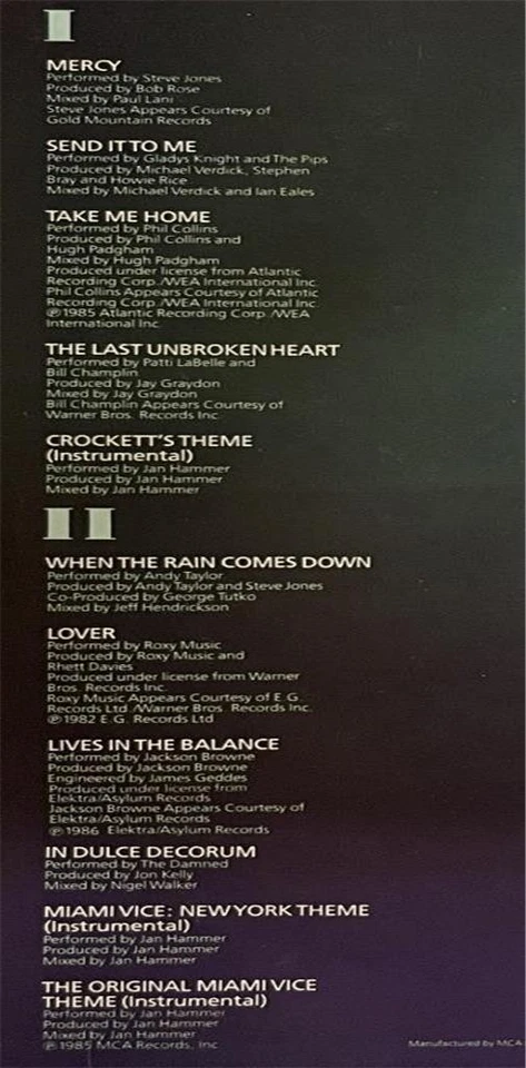 Miami Vice II LP NM MCA (1986) TV Series Soundtrack - Image 3 of 3