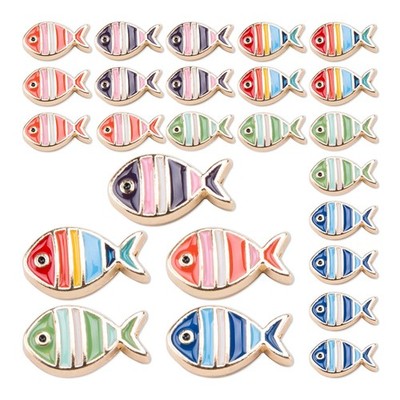 25Pcs Colorful Enamel Fish Spacer Beads DIY Ocean Animal Beads for Jewelry Makin