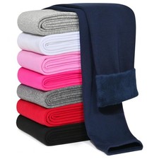 Kiiavoro Girls Fleece Lined Leggings Cotton Kids Winter 8-10 Years, Navy Blue