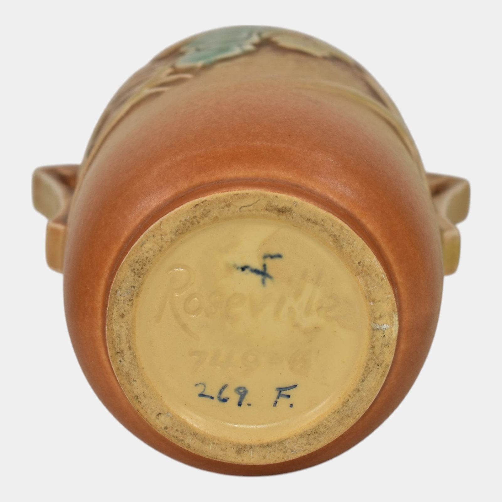 Roseville Clemana Brown 1936 Vintage Art Deco Pottery Ceramic Vase 749-6