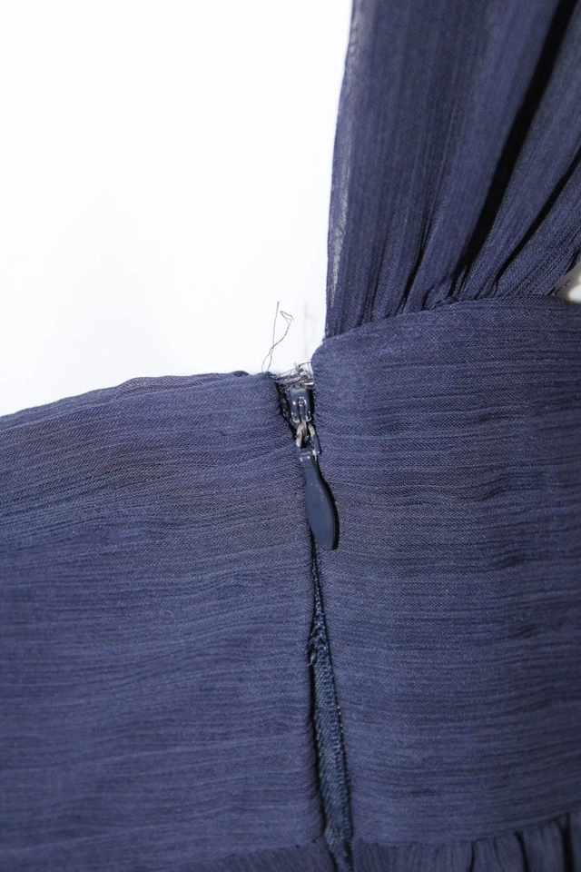 Vestido de mujer Max And Cleo azul marino plisado sin mangas con un hombro talla 10 Foto 4 de 4