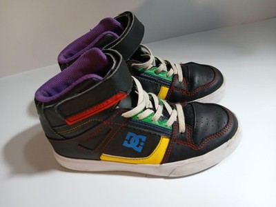 Sz 2 DC Boy's Pure High Top EV Skate Shoes With Ankle Strap and Elastic Laces