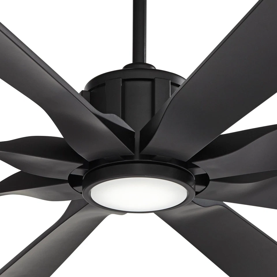 70" Defender Modern Indoor Outdoor Ceiling Fan with LED Light Remote Black Damp - Image 3 of 4