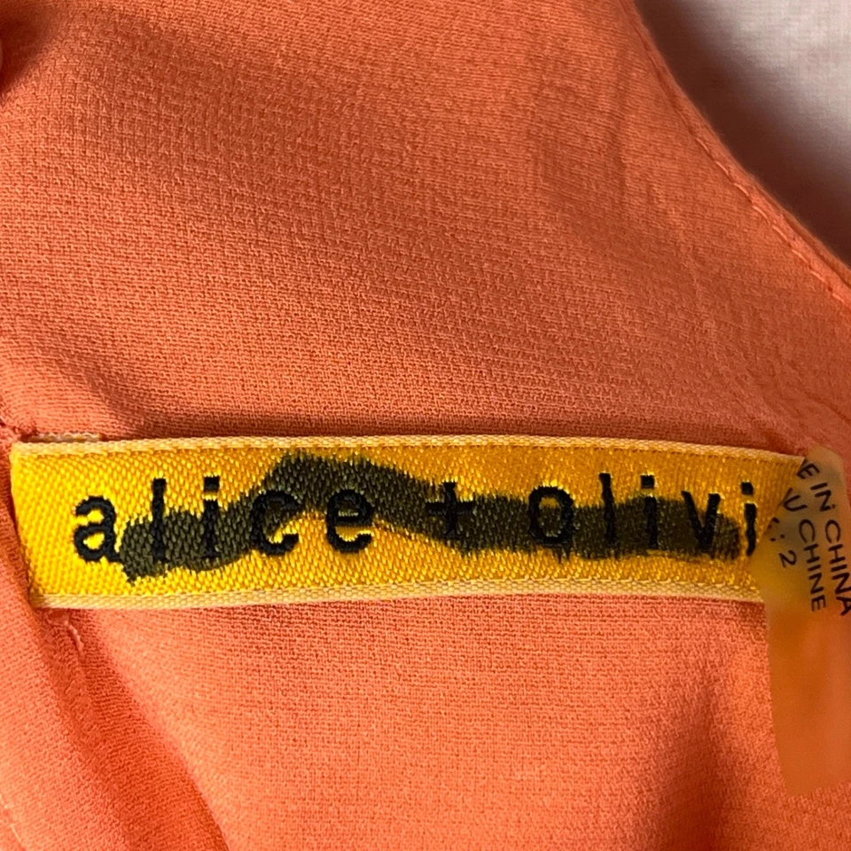 Vestido Alice + Olivia para mujer 2 funda naranja sin mangas cremallera trasera cuello cuadrado Foto 4 de 4