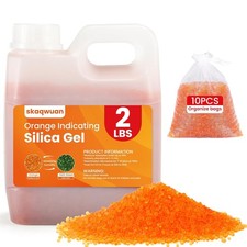 2 LBS Orange Indicating Silica Gel Desiccant Beads Industry Standard 3-5mm