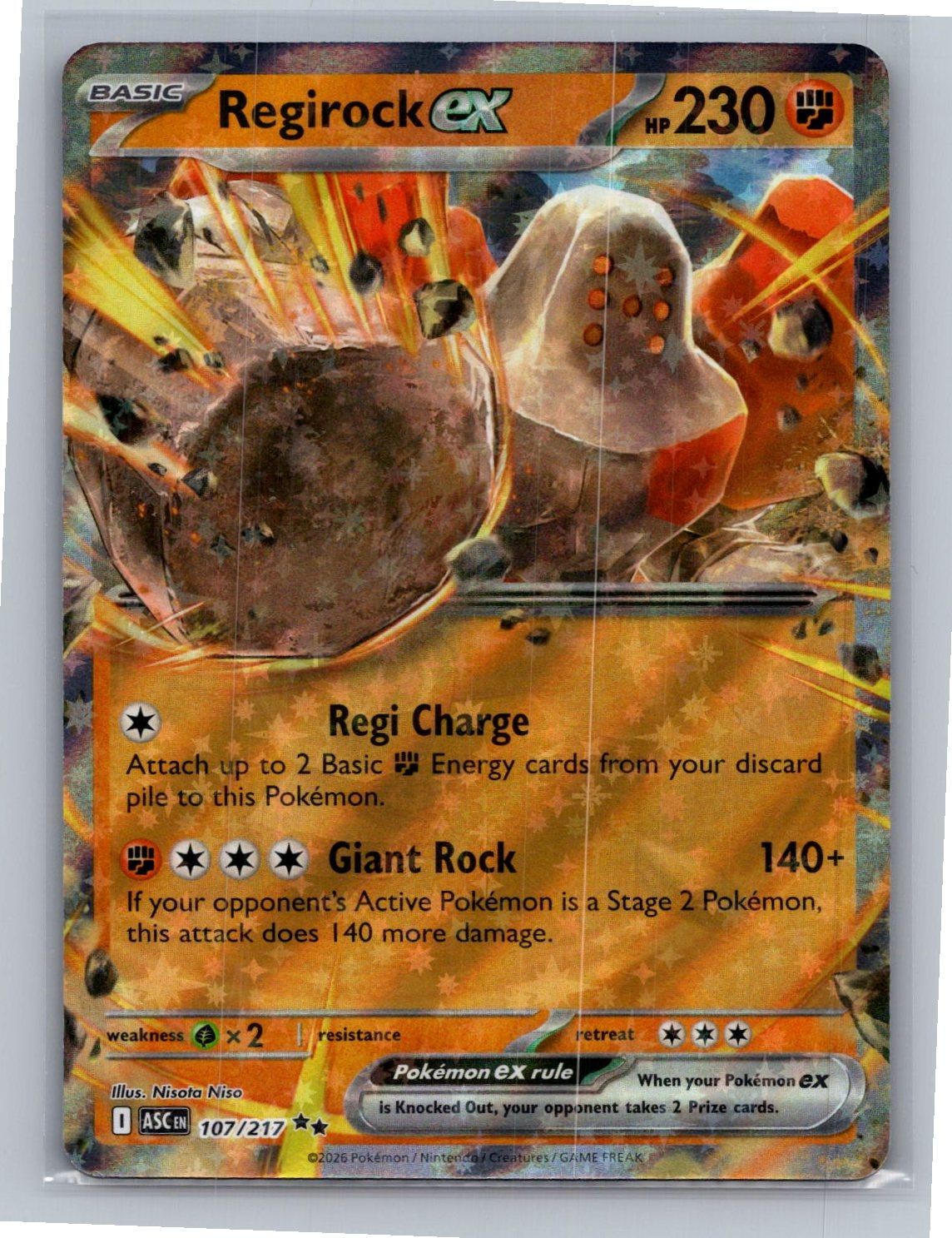 Regirock ex 107/217 Double Rare Ascended Heroes Pokemon Holo Near Mint