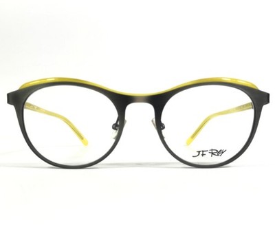 JF Rey Eyeglasses Frames JF2790 1550 Brushed Silver Yellow Cat Eye 50-20-143