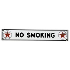 VINTAGE TEXACO NO SMOKING PORCELAIN SIGN STRIP RED STAR GAS STATION PUMP GARAGE