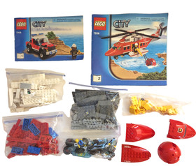 Lego City Fire Helicopter 7206 and Coast Guard 4 WD & Jet Scooter 7737 Complete