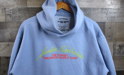 Justin Timberlake Hoodie Mens Large Blue Forget Tomorrow World Tour Pullover