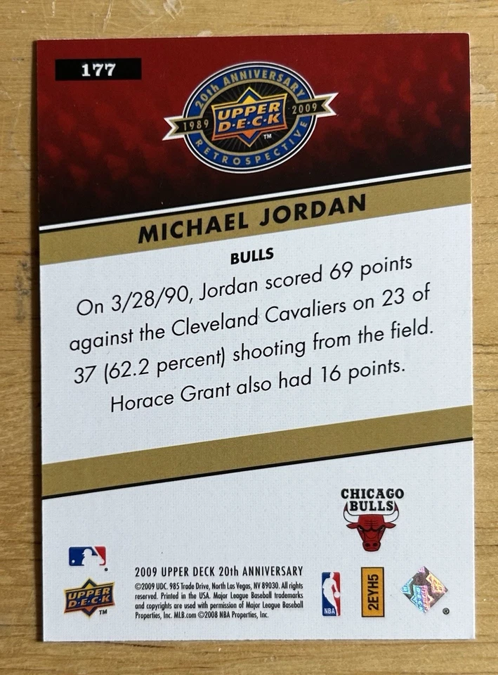 2009 Upper Deck 20th Anniversary Retrospective Sports Michael Jordan #177 - Image 2 of 2