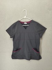 Scrubstar Women Scrub Medium Gray Rayon Blend V Neck Short Sleeve Workwear Top