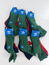 Adidas High Quarter Socks Green Navy Red Size L New 18 Pairs 6 Per Color NWT