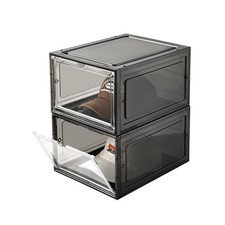 Hat Organizer Box,Stackable Clear Baseball Caps Holder 2 pack, black clear