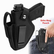 Universal IWB OWB Tactical Gun Holster with Mag Pouch Concealed Carry Pistol.