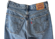 VTG Rare 90s LEVIS 501 Button Fly Red Tab Leather Tag Skinny DENIM JEAN 25X30