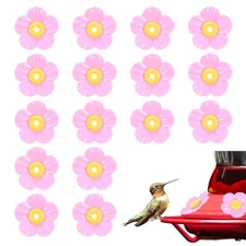 16-Pack Hummingbird Feeder Replacement Flowers, Plastic Part [Rose Pink, Yellow]