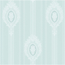 Image of Duck Egg Blue Chelsea Garden Floral Cameo Stripe Smooth Wallpaper Classic Decor
