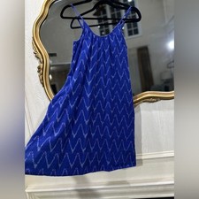 Madewell XXS Blue Ikat Print Cotton Sundress with Pockets Adjustable Straps Boho