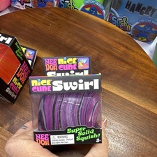 Schylling Nee Doh Nice Cube Swirl Super Solid Squish Squeeze Toy Purple 3 