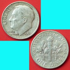 US USA United States of  America Roosevelt Dime 10 Cents 1961 P KM# 195 Silver
