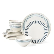 12-Piece Artisanal Stoneware Dinnerware Set Dinner Service Service for 4 New