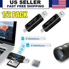 2pc SD Card Reader,4-in-1 USB C SD Card Reader Dual Slot OTG Memory Card Adapter