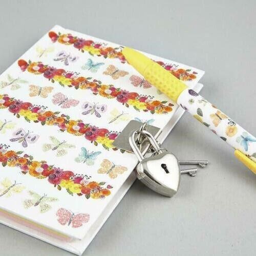 Children's Butterfly Lockable Diary Secret Notebook Scented Pen Girl Gift